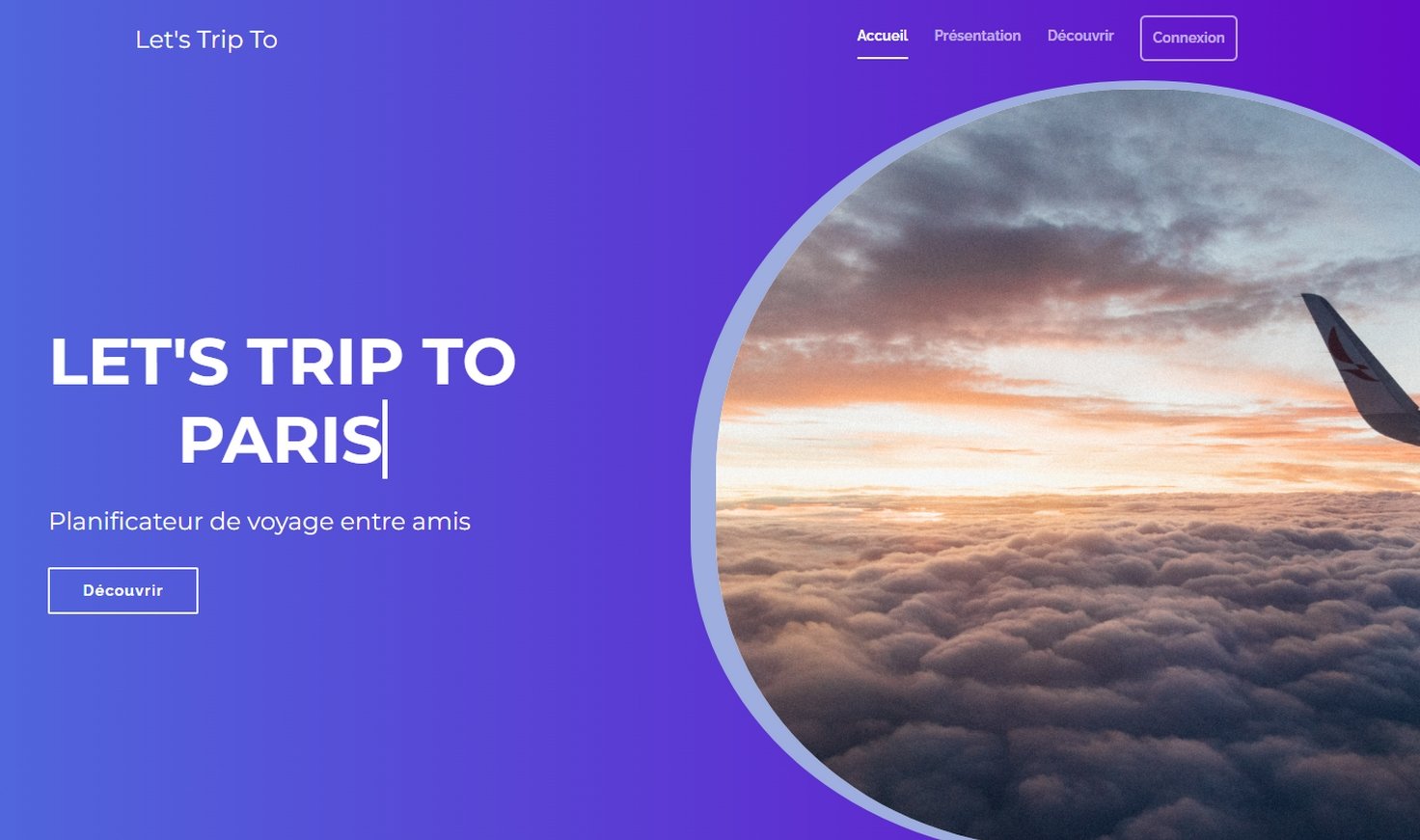 Page d'accueil du site web
